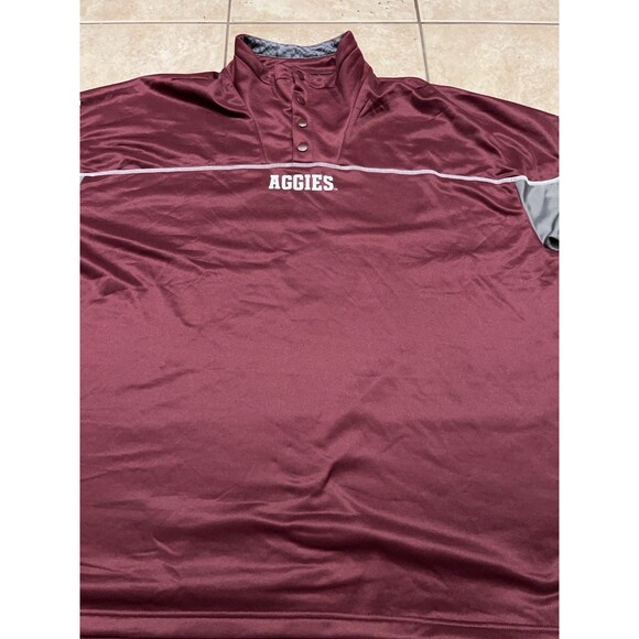 Texas AM Sweater Mens XXL Adidas Aggies SEC Burgundy button snap sweatshirt - Picture 3 of 10